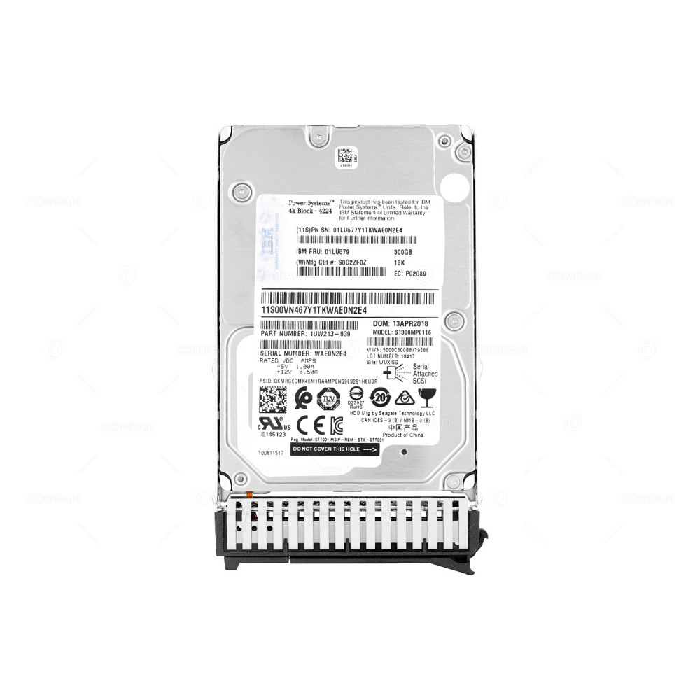 01LU579  IBM HDD 300GB 15K SAS 6G 2.5" SFF FOR IBM S924 PSERIES POWER 9